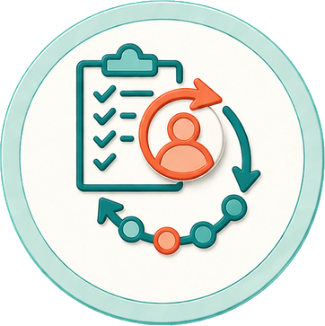 Icono de seguimiento y revisión continua en psicología y neurodesarrollo