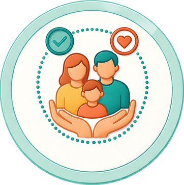 Icono de coordinación con familia y entorno en psicología y neurodesarrollo